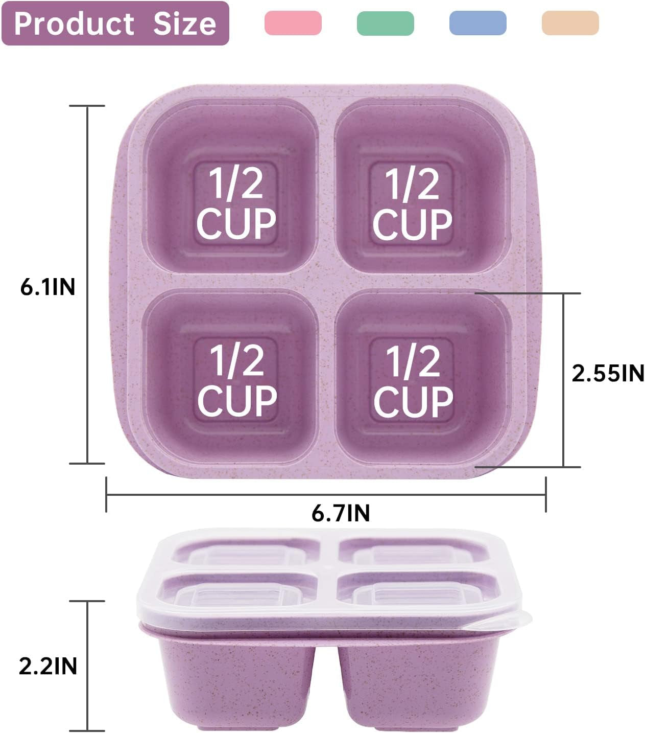 5-Pack Bento Lunch Boxes – 4-Compartment Snack Containers for Kids & Adults