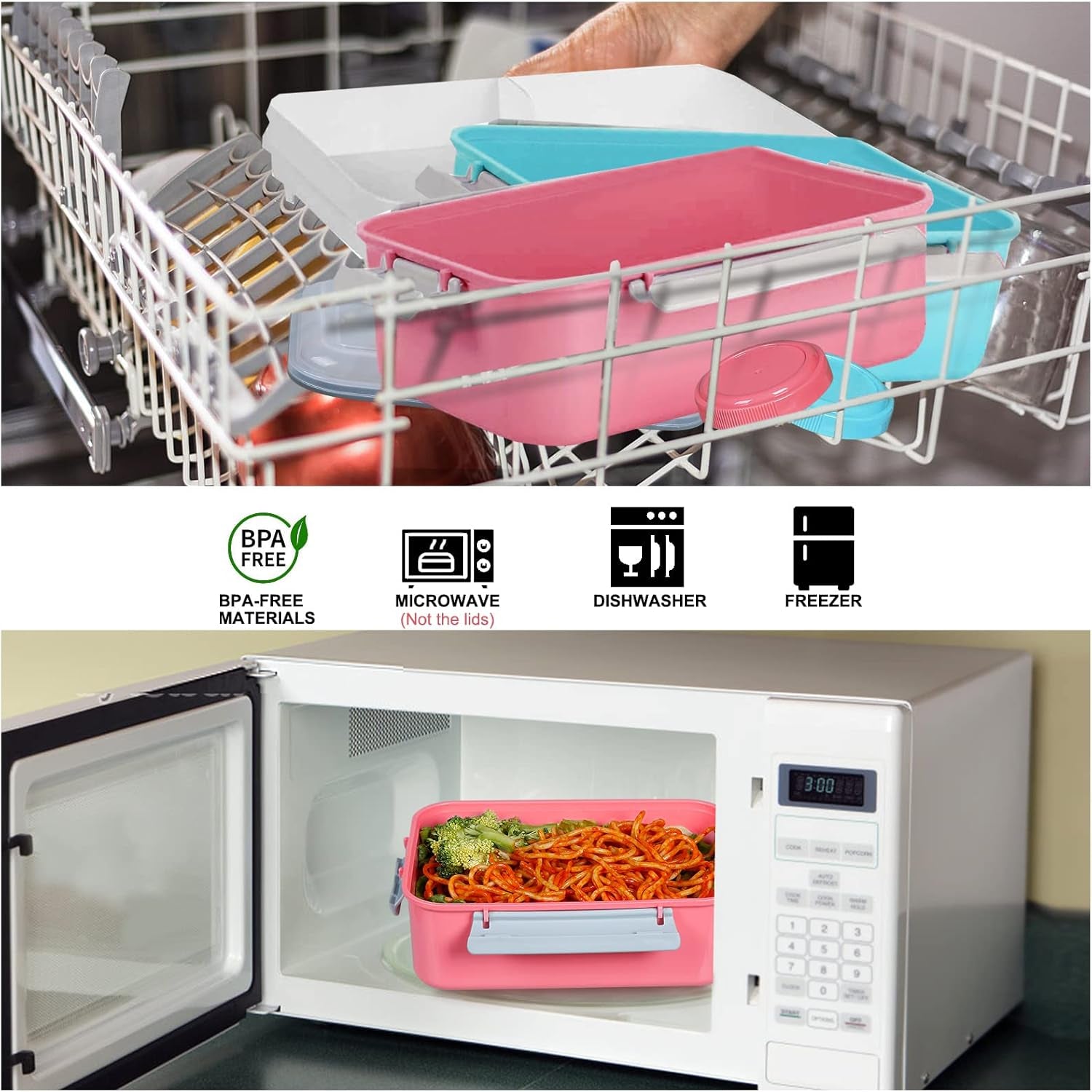3-Pack Bento Salad Lunch Boxes β Removable Tray & Dressing Pot (47oz)