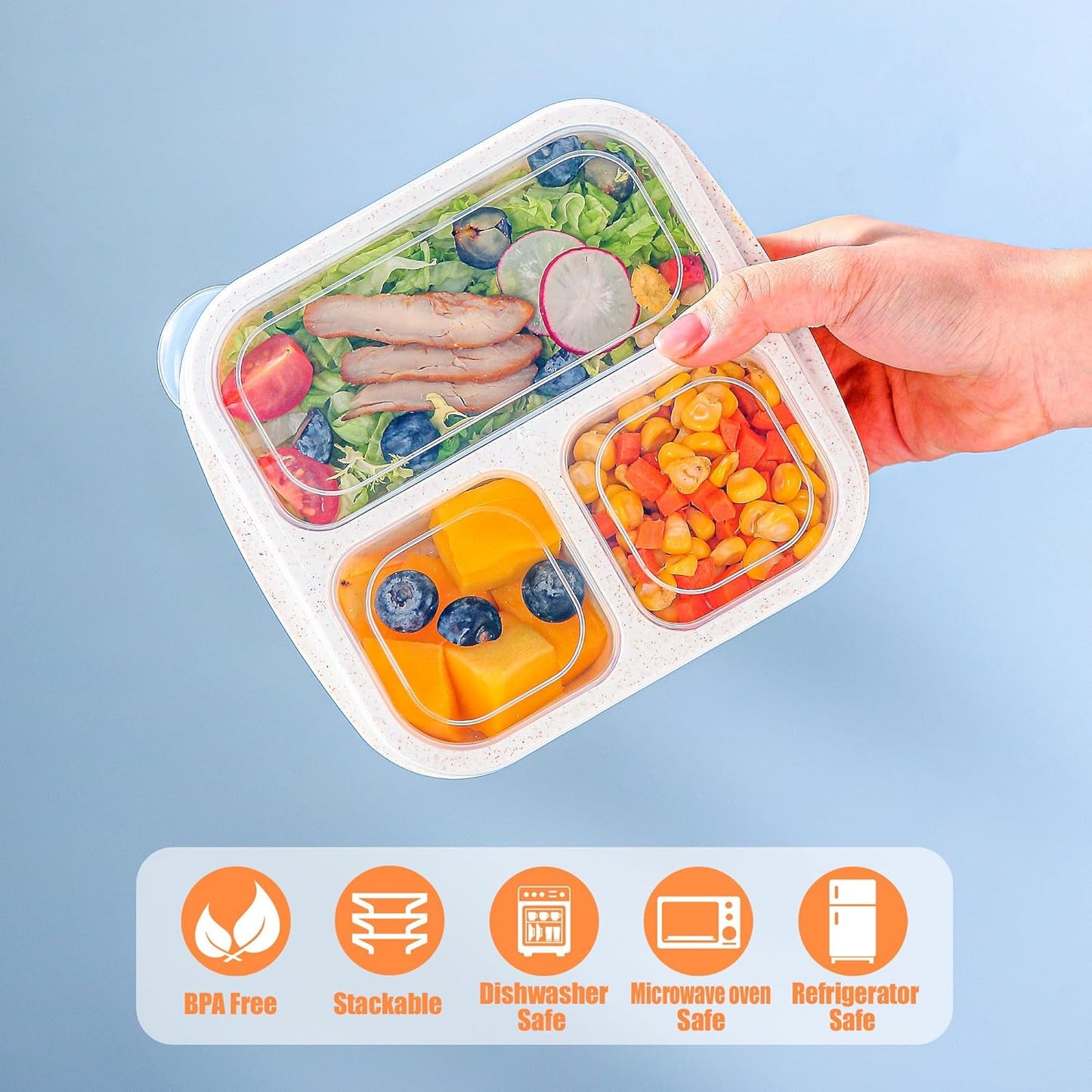 Reusable Kids Bento Lunch Box β 3 Compartments (4-Pack)