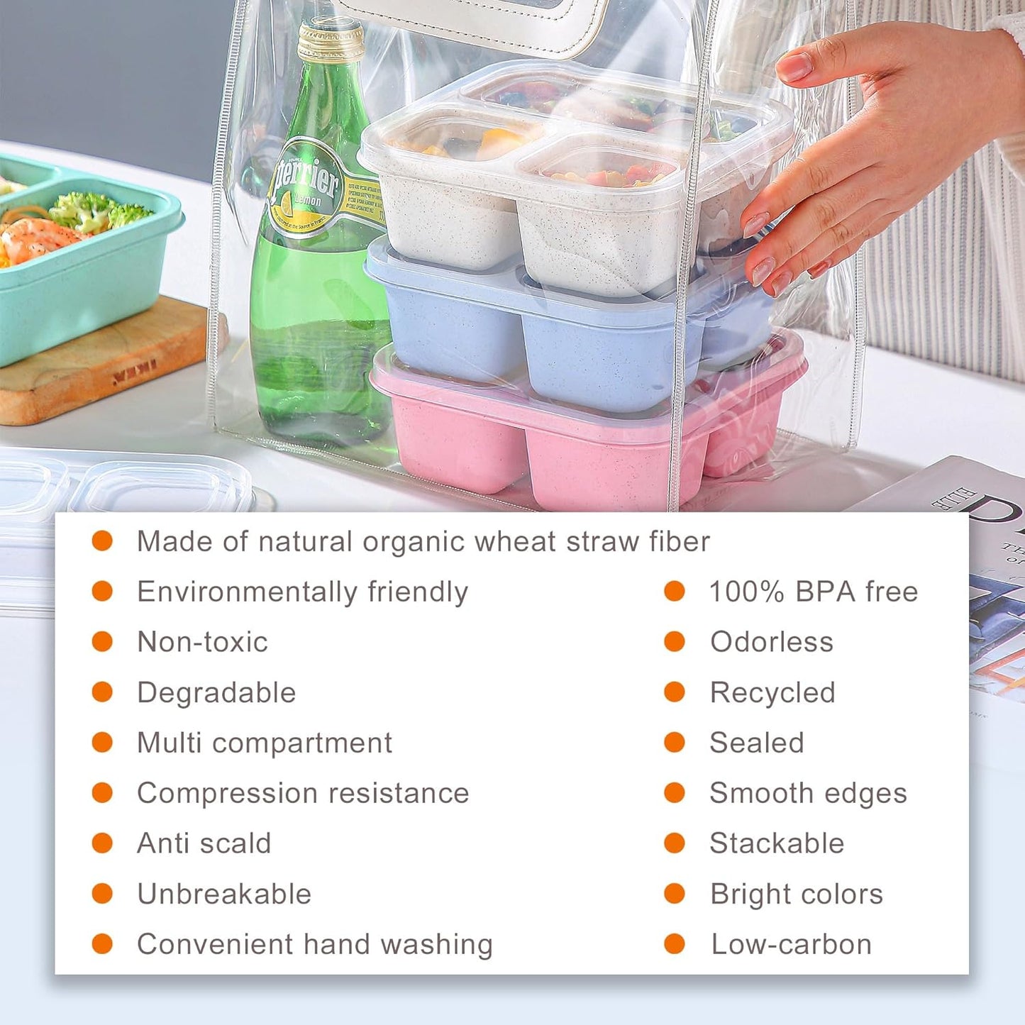 Reusable Kids Bento Lunch Box β 3 Compartments (4-Pack)