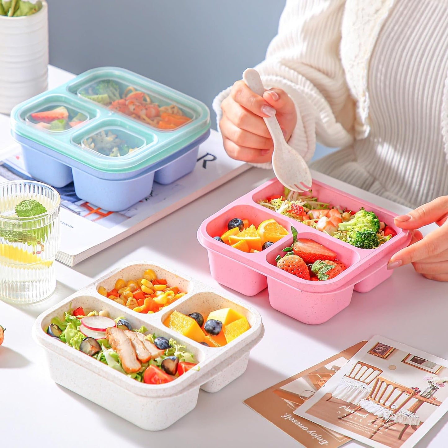 Reusable Kids Bento Lunch Box β 3 Compartments (4-Pack)