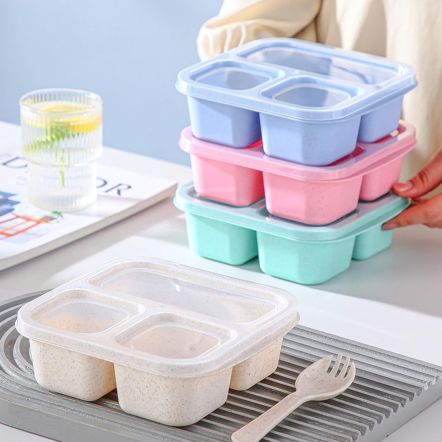 Reusable Kids Bento Lunch Box β 3 Compartments (4-Pack)