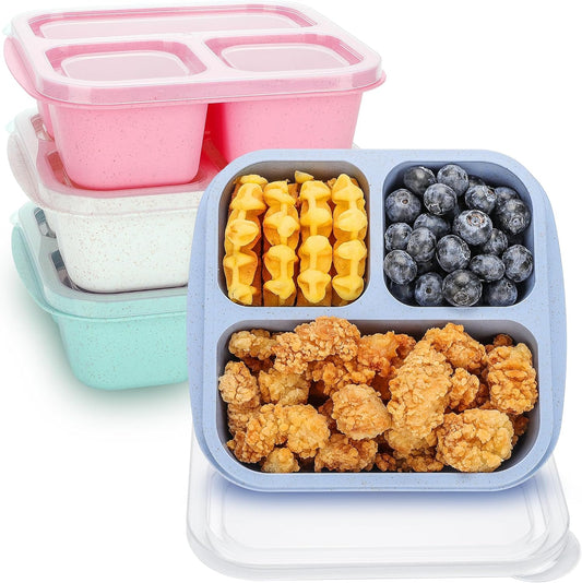 Reusable Kids Bento Lunch Box – 3 Compartments (4-Pack)
